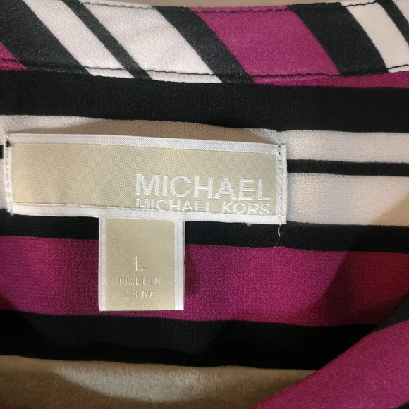 Michael Kors Multi Stripe Pintuck Shirt Dress Size: Large (12-14) - Picture 5 of 6